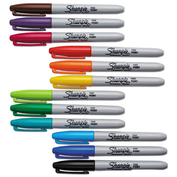 Sharpie® Fine Tip Permanent Marker, Fine Bullet Tip, Assorted Colors, 12-set freeshipping - TVN Wholesale